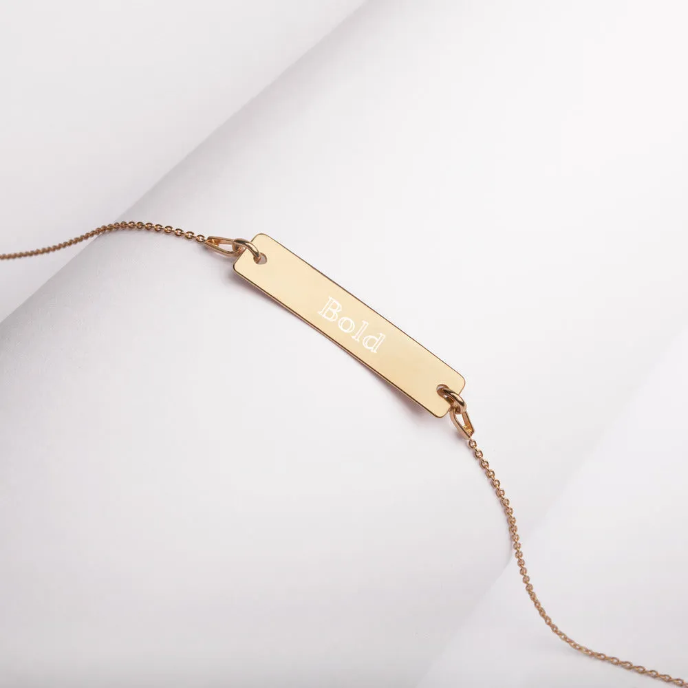 “Bold” Engraved Self-Affirmation Bar & Chain Necklace