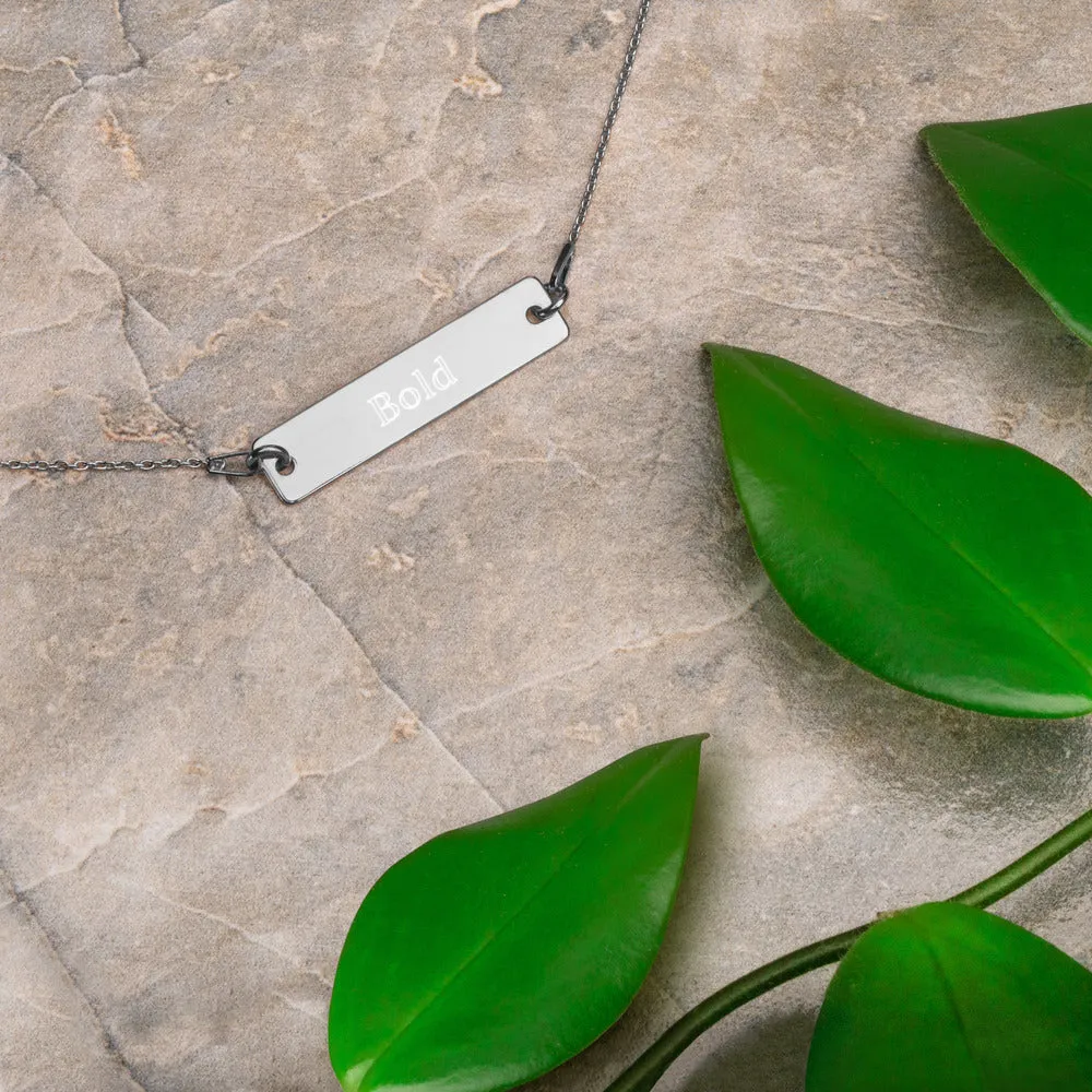 “Bold” Engraved Self-Affirmation Bar & Chain Necklace