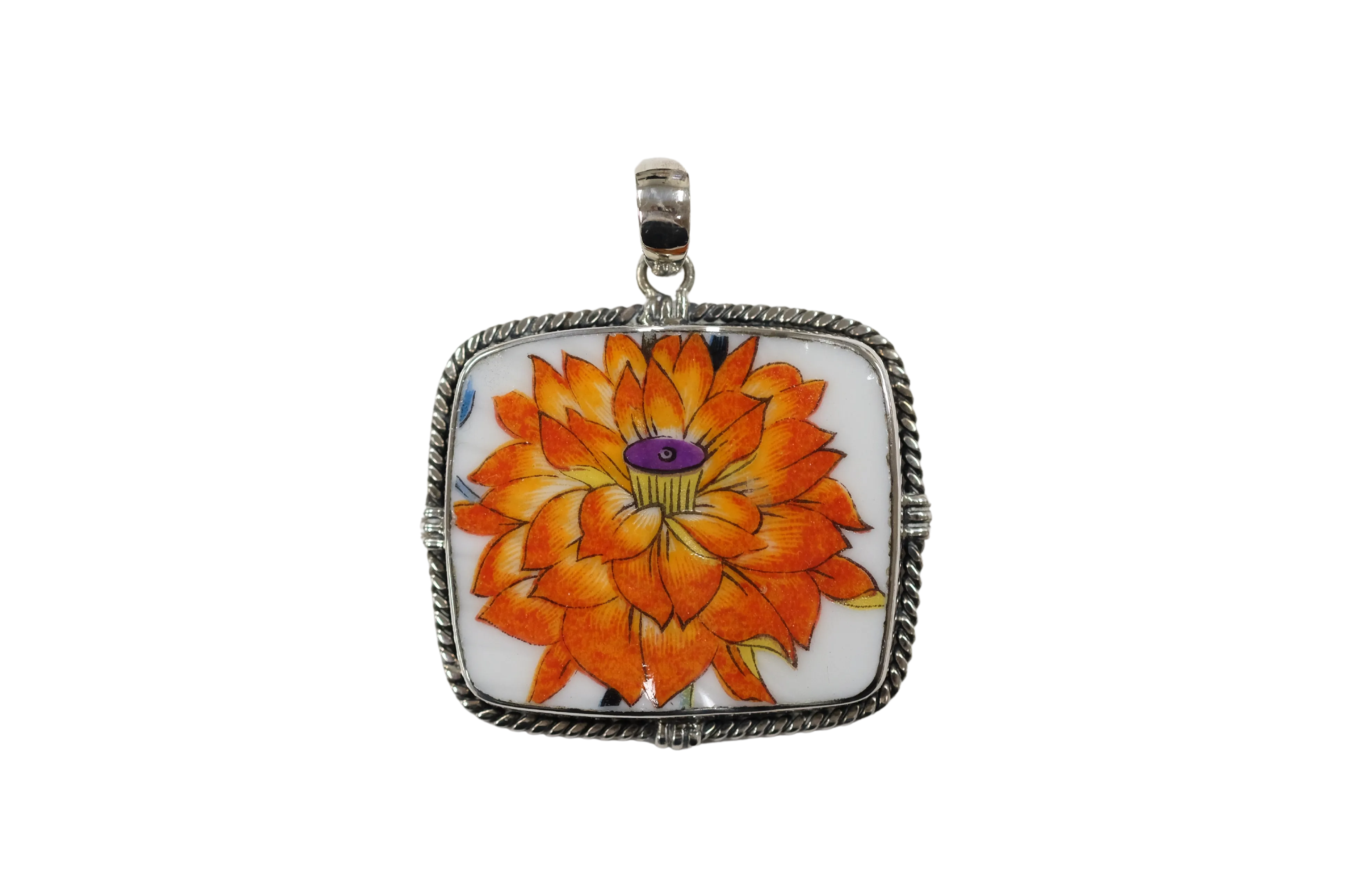 Bold orange rectangle pendant