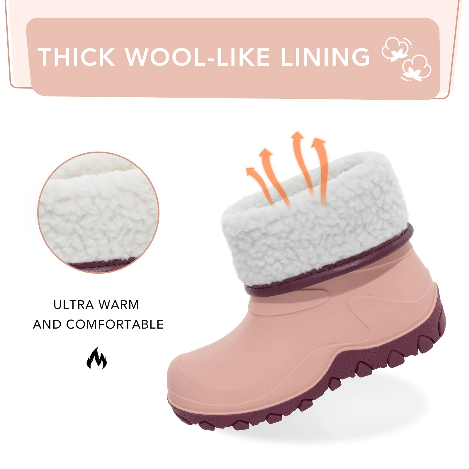Bright Flesh Kids Winter Rain Boots