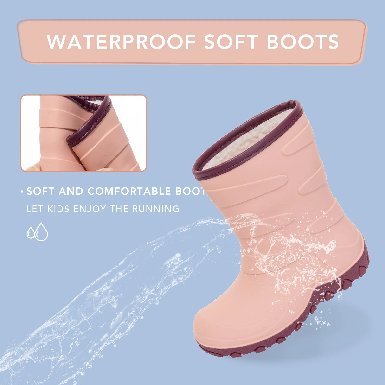 Bright Flesh Kids Winter Rain Boots