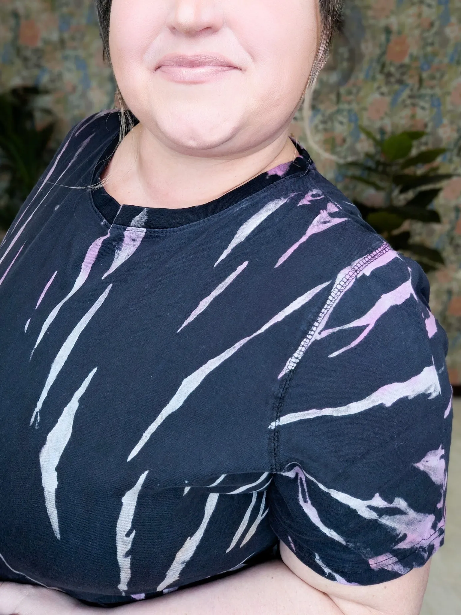 Brigit Black Boxy Tee in Multi Tiedye