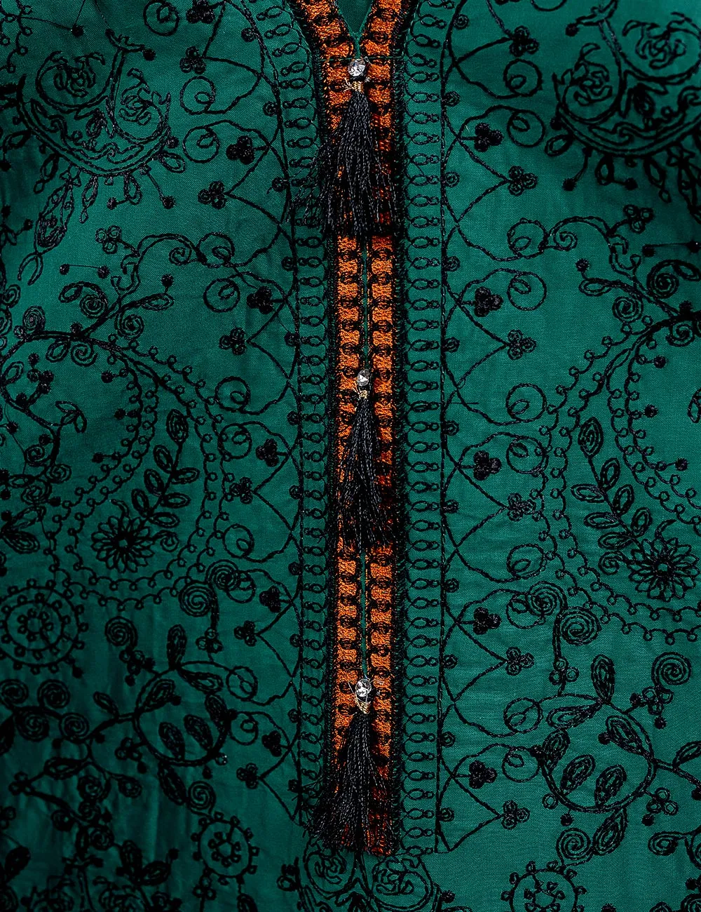 Cambric Embroidered Kurti - Blaze - T20-009-Turquoise