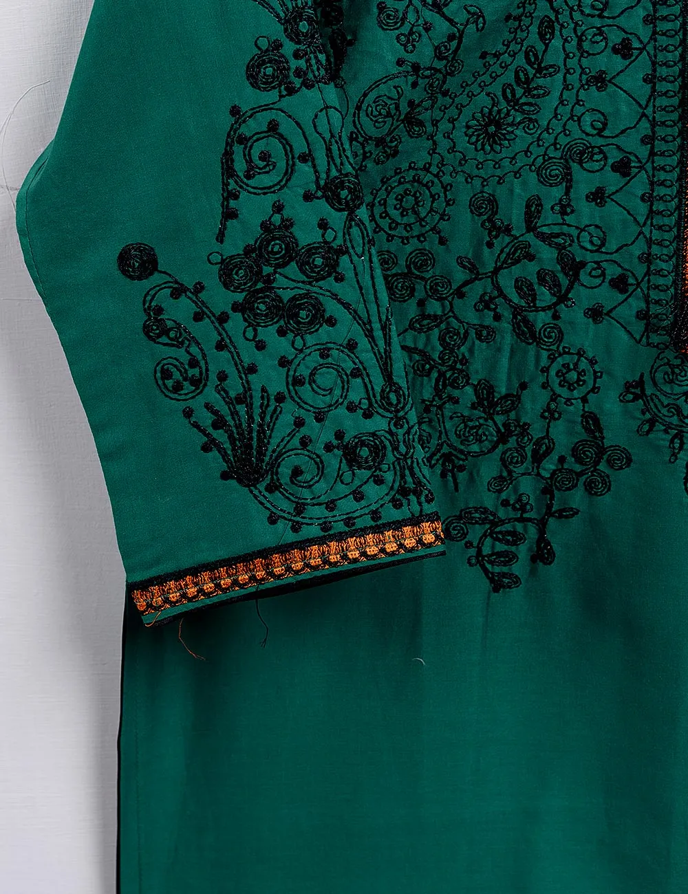 Cambric Embroidered Kurti - Blaze - T20-009-Turquoise