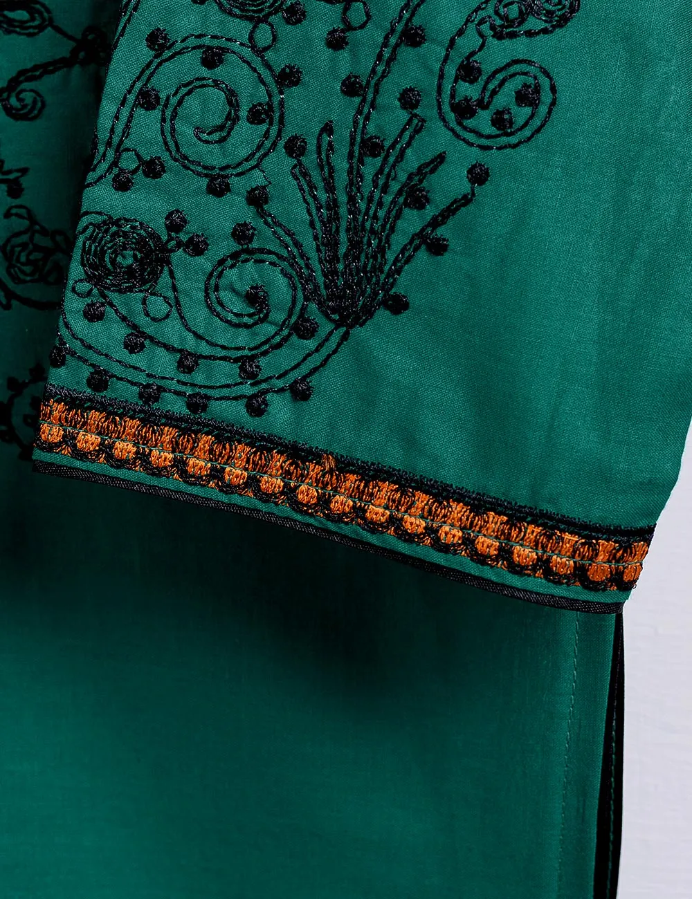 Cambric Embroidered Kurti - Blaze - T20-009-Turquoise