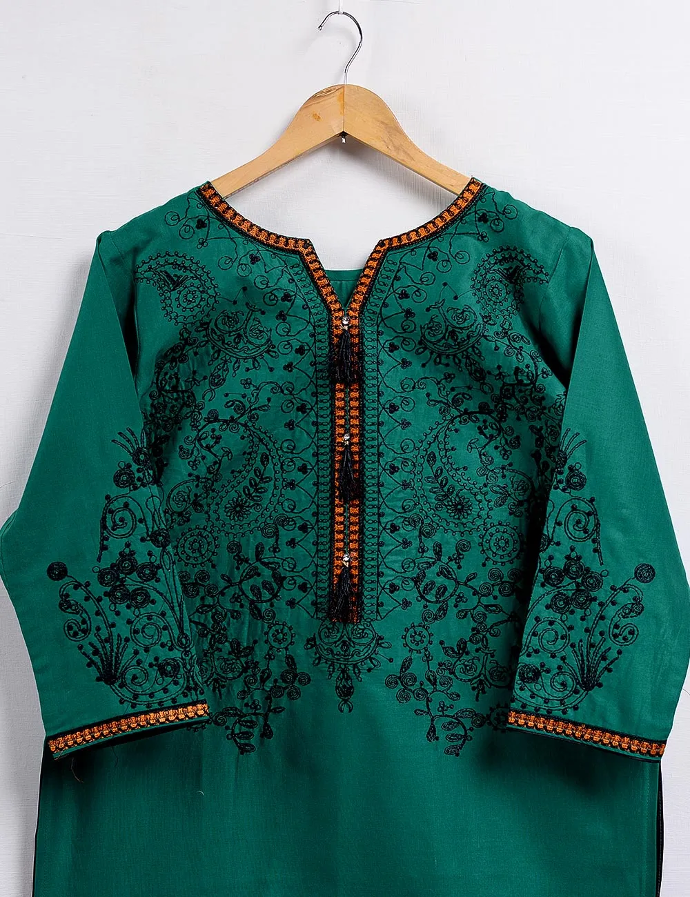 Cambric Embroidered Kurti - Blaze - T20-009-Turquoise