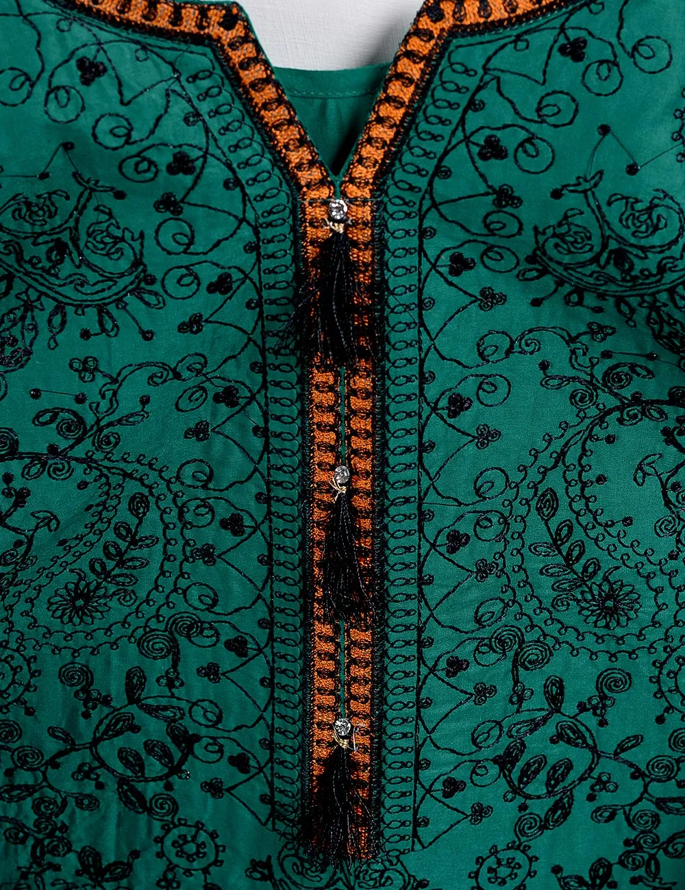 Cambric Embroidered Kurti - Blaze - T20-009-Turquoise