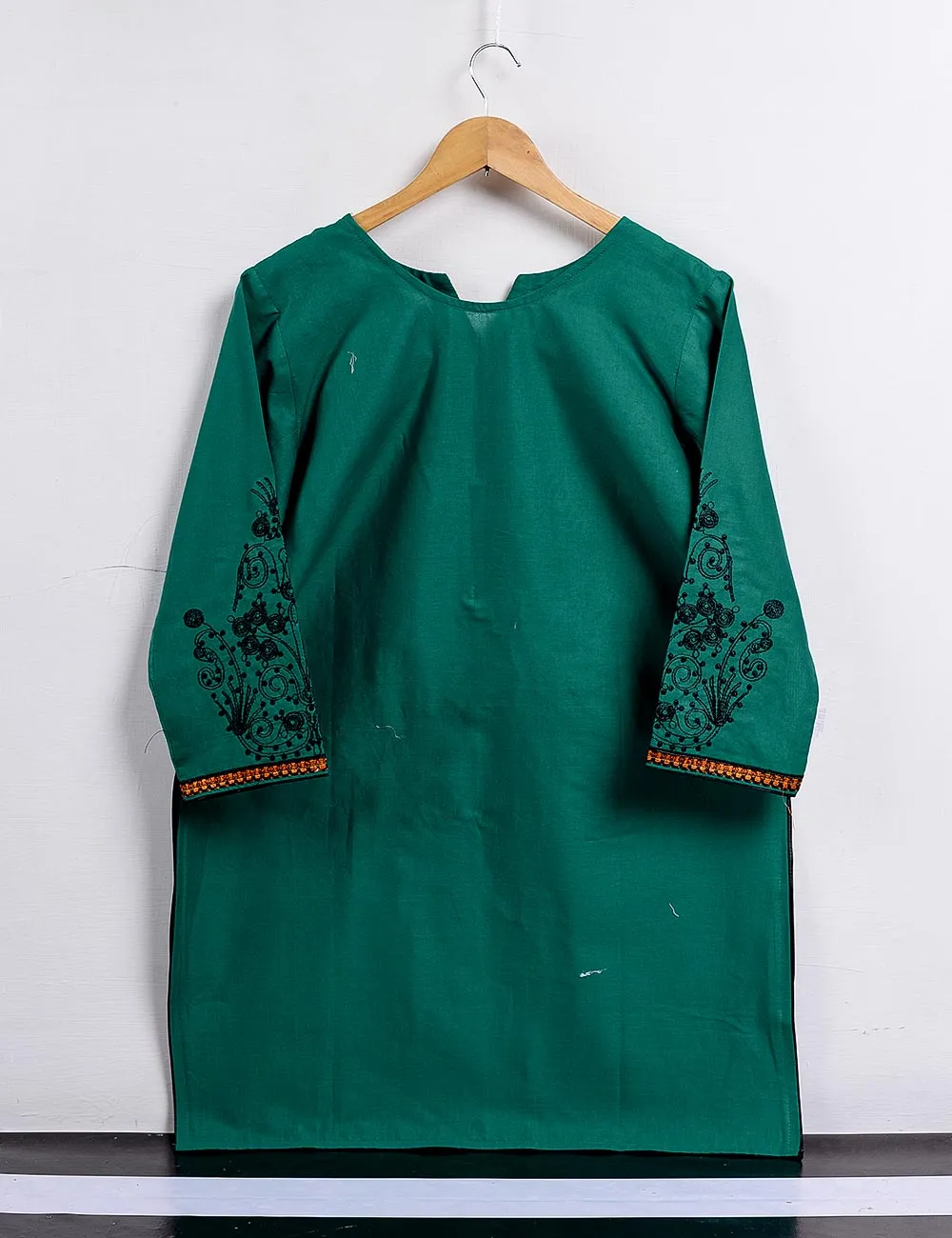 Cambric Embroidered Kurti - Blaze - T20-009-Turquoise