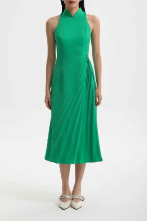 CHEONGSAM DRESS WITH PLEATS SKIRT