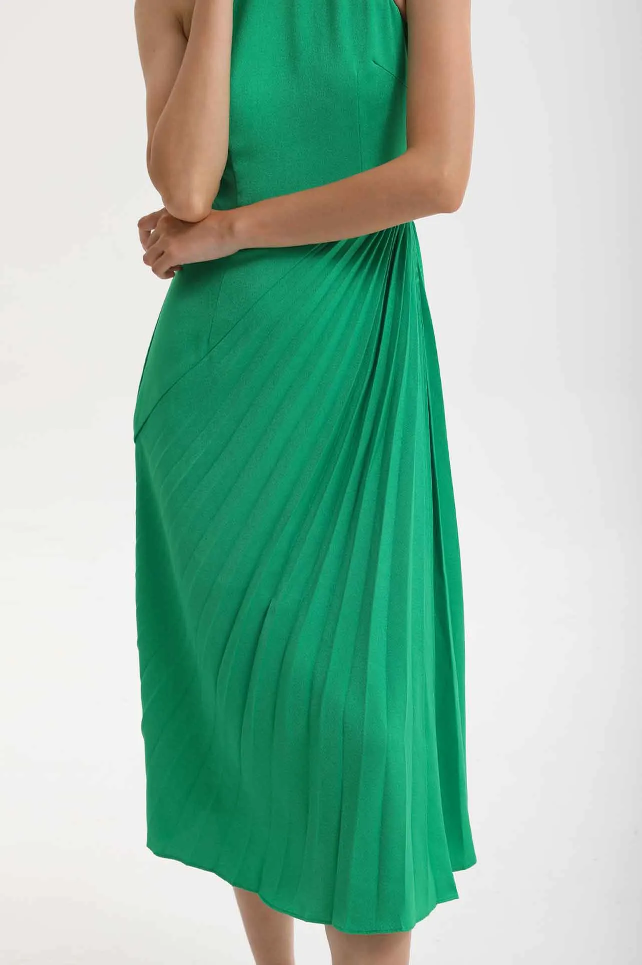 CHEONGSAM DRESS WITH PLEATS SKIRT