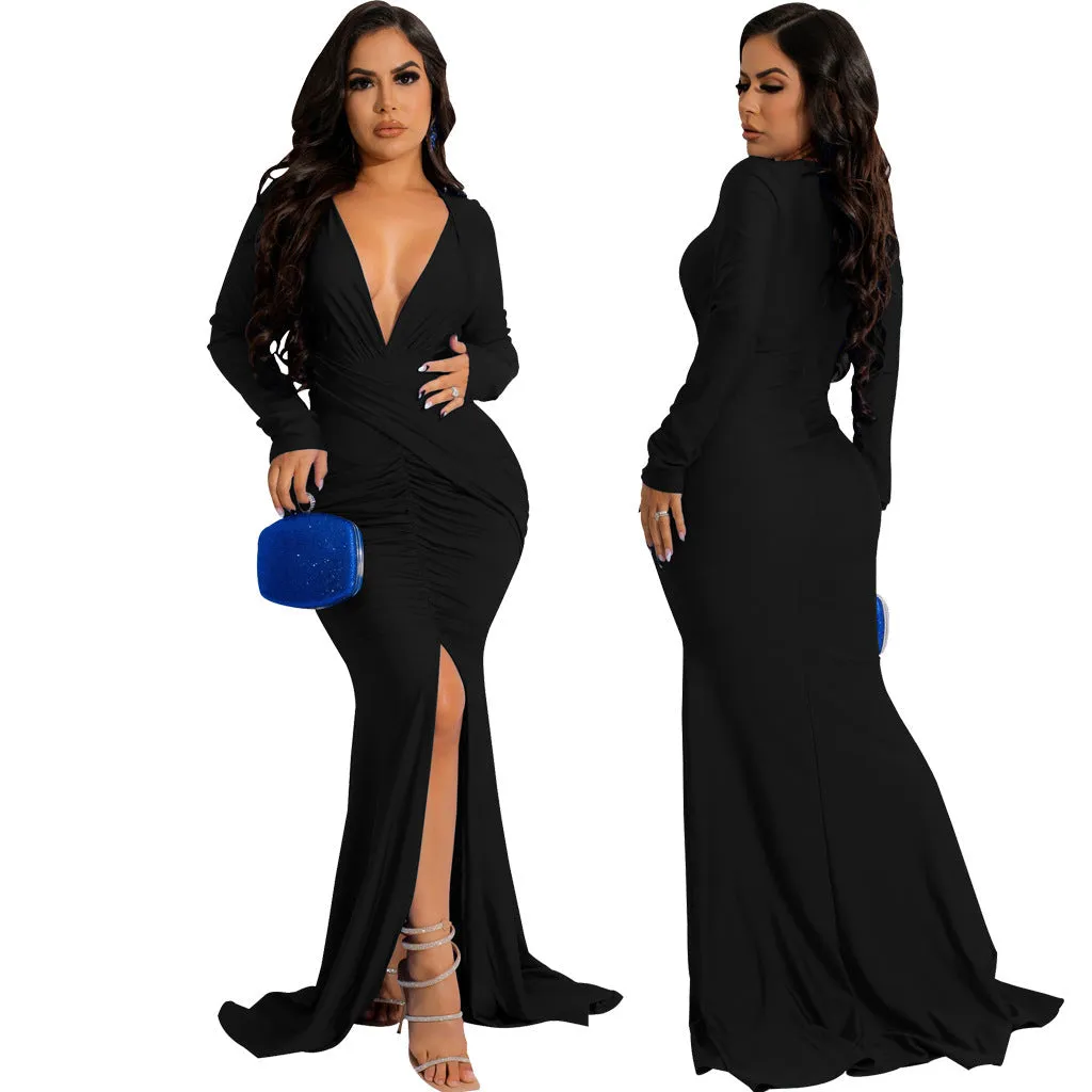 Chic Irregular Wrinkled Dress for Bold Nightclub Style