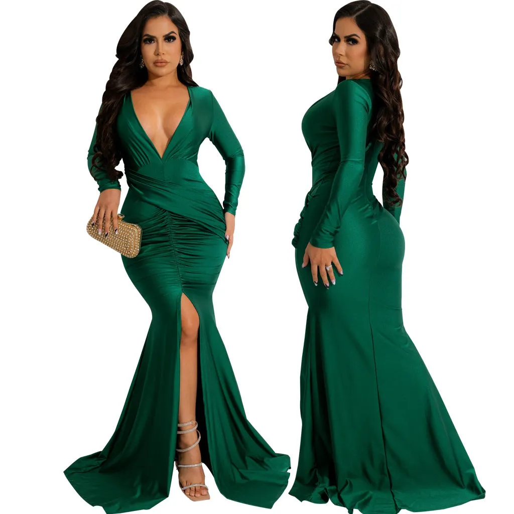 Chic Irregular Wrinkled Dress for Bold Nightclub Style