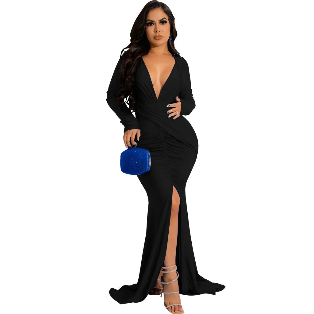 Chic Irregular Wrinkled Dress for Bold Nightclub Style
