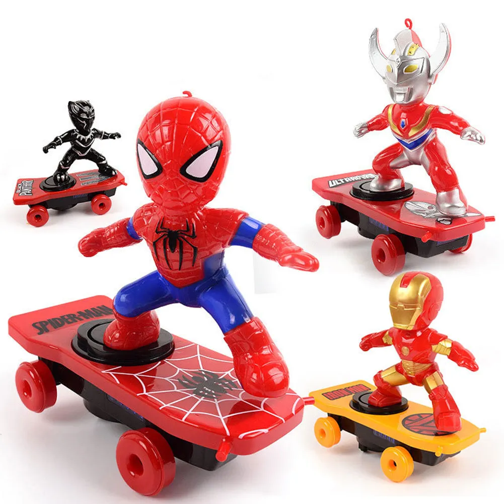 Children Cartoon Movie Figure Simulation Scooter Electric Rotating Tumble Toys Black panther scooter
