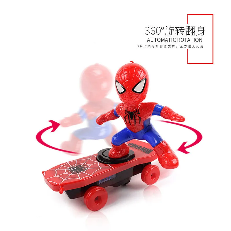 Children Cartoon Movie Figure Simulation Scooter Electric Rotating Tumble Toys Black panther scooter