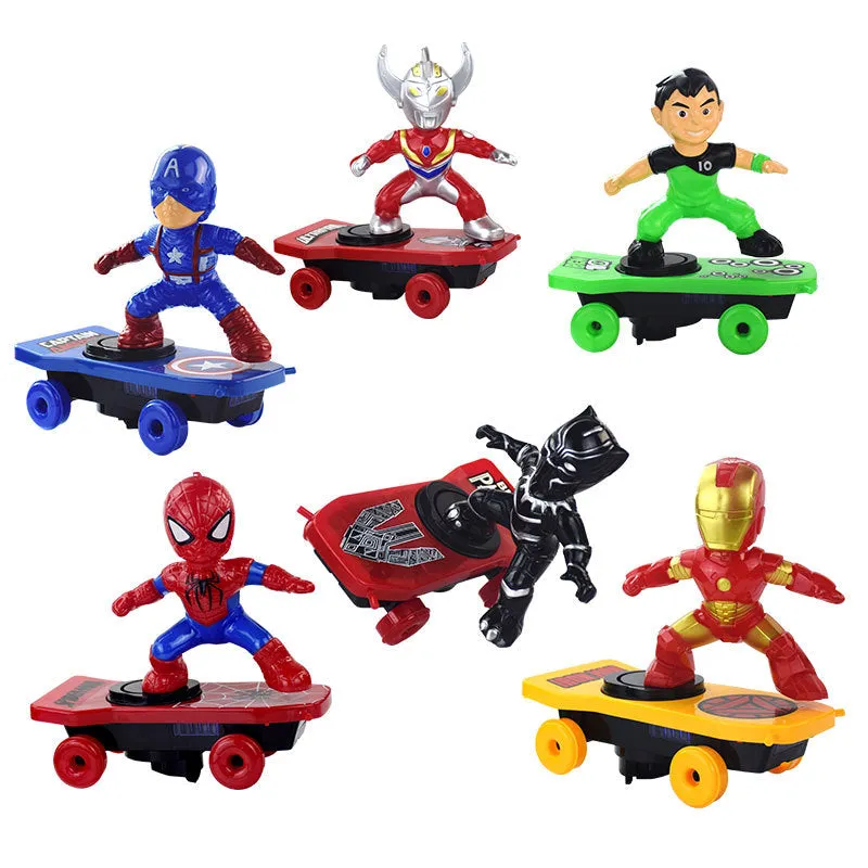 Children Cartoon Movie Figure Simulation Scooter Electric Rotating Tumble Toys Black panther scooter