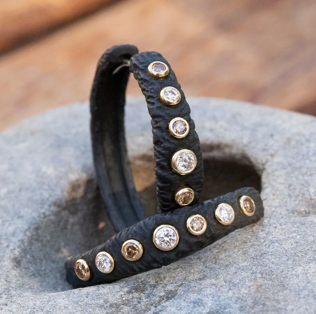 Chroma Bold Hinged Hoop Earrings with Diamonds