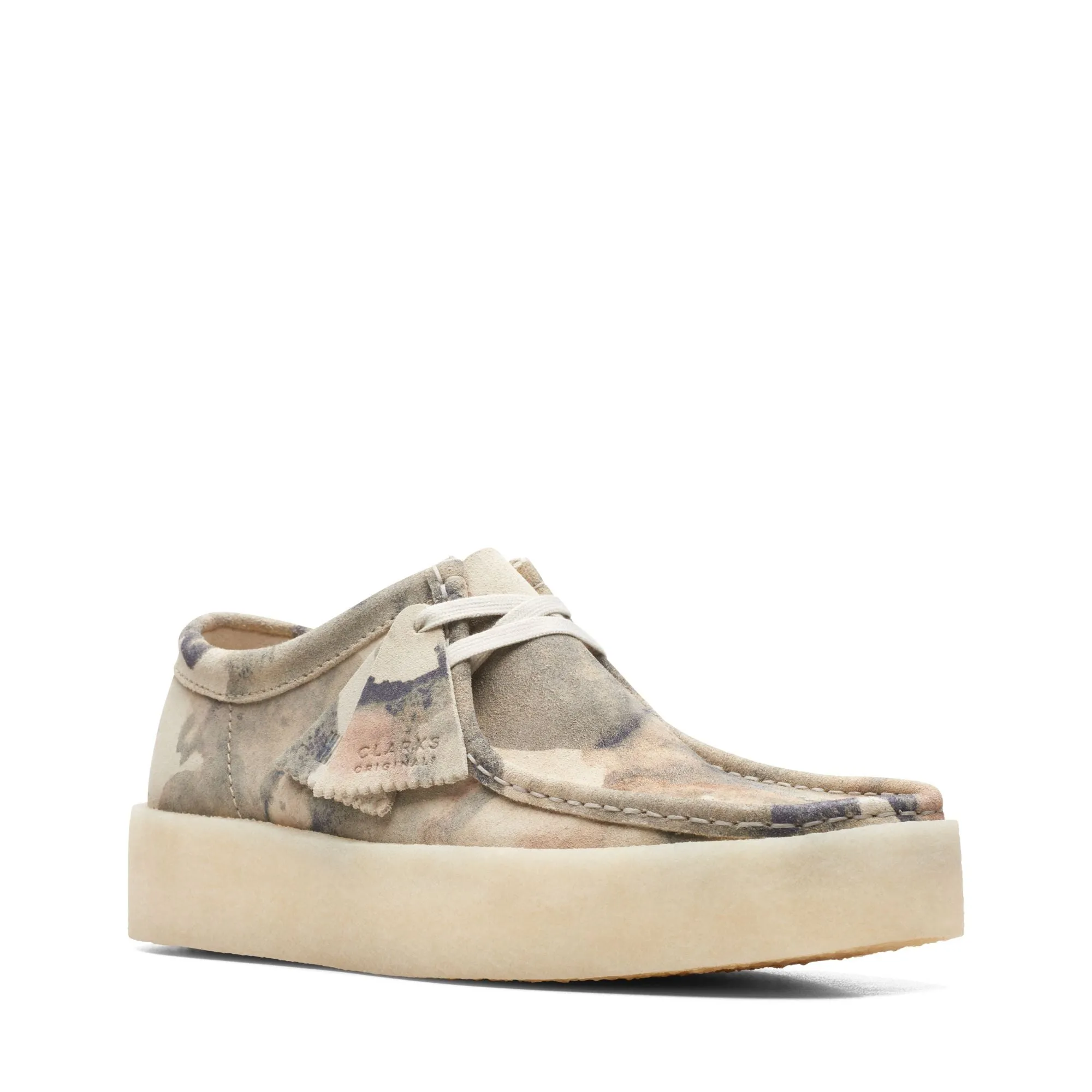 Clarks Mens Original Wallabee Shoes Off White Camo