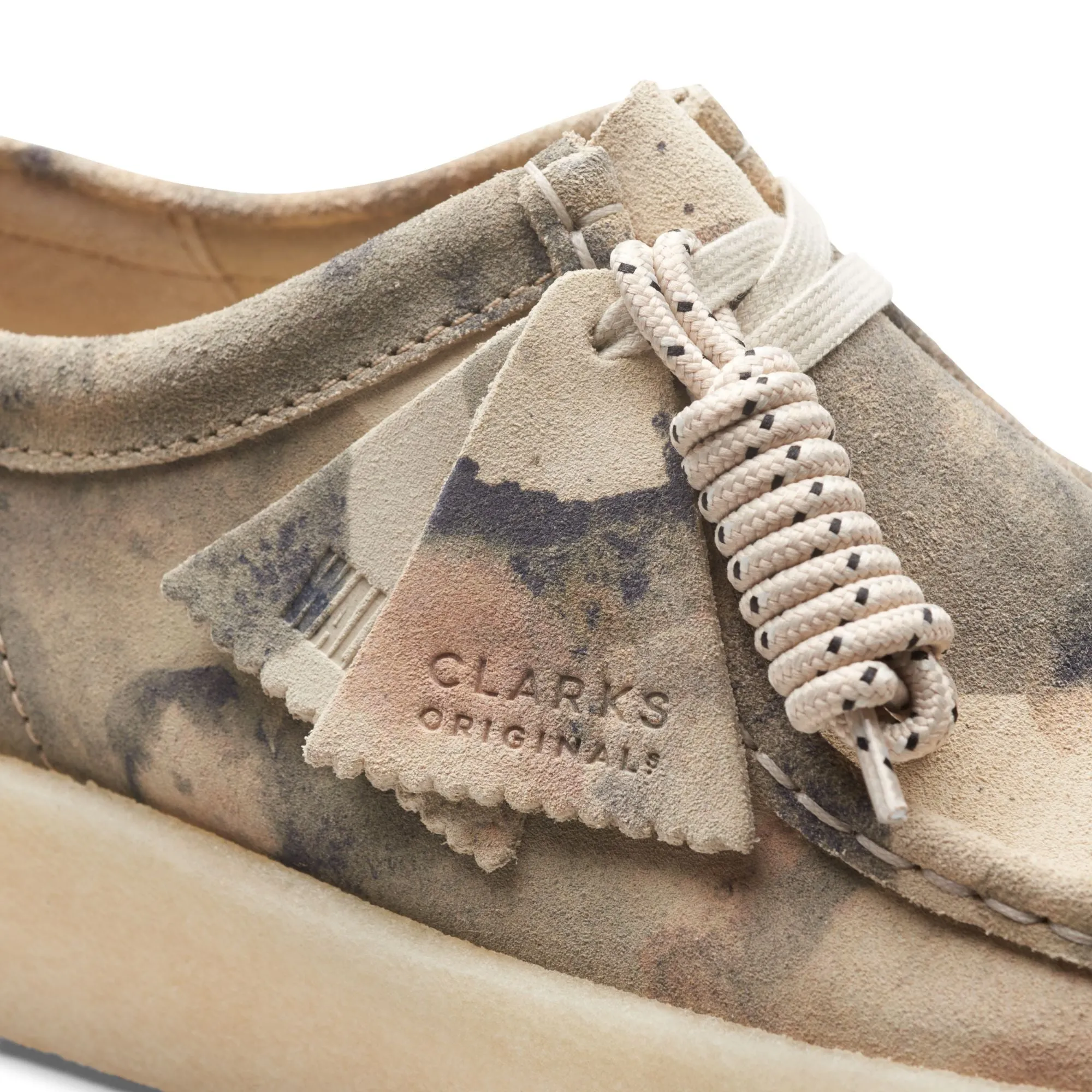 Clarks Mens Original Wallabee Shoes Off White Camo