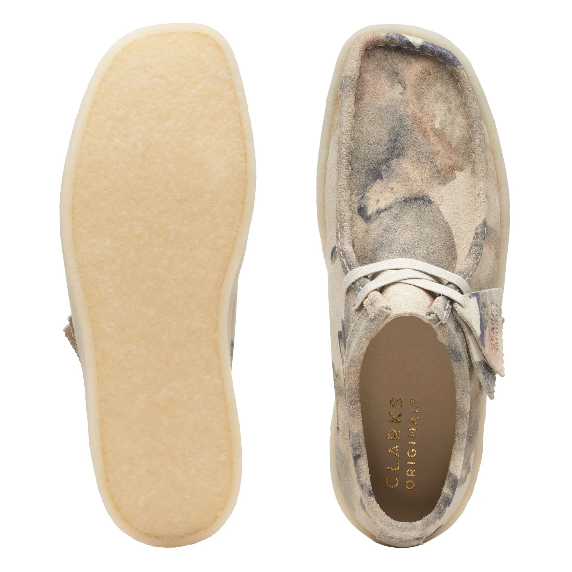 Clarks Mens Original Wallabee Shoes Off White Camo
