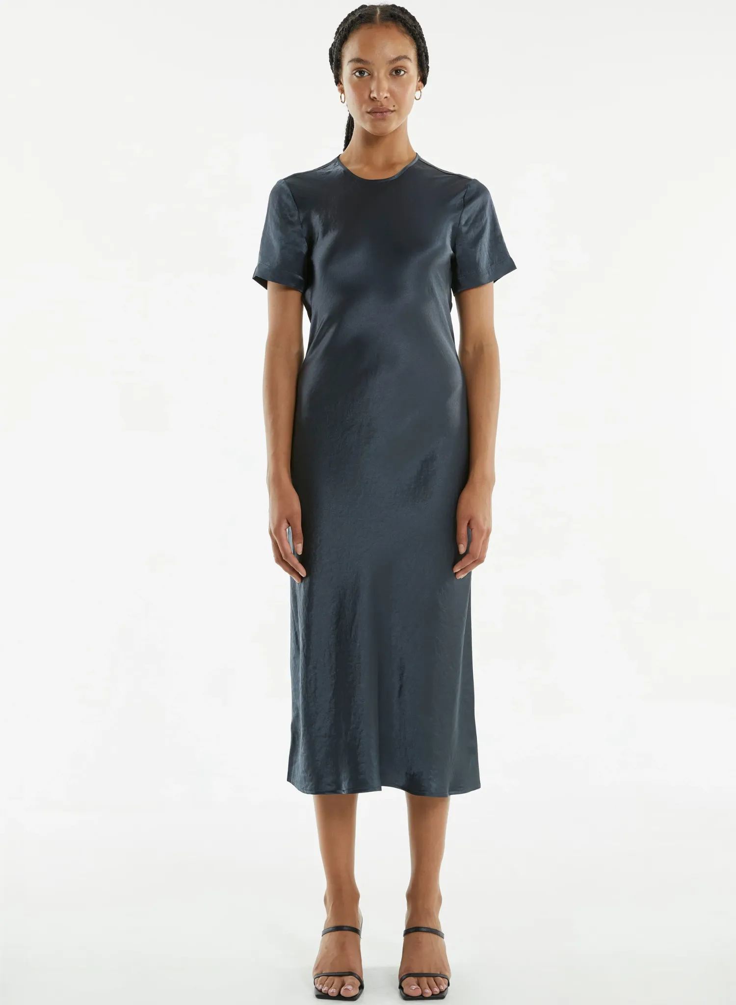 Crush Bias Tee Midi Dress - Gun Metal
