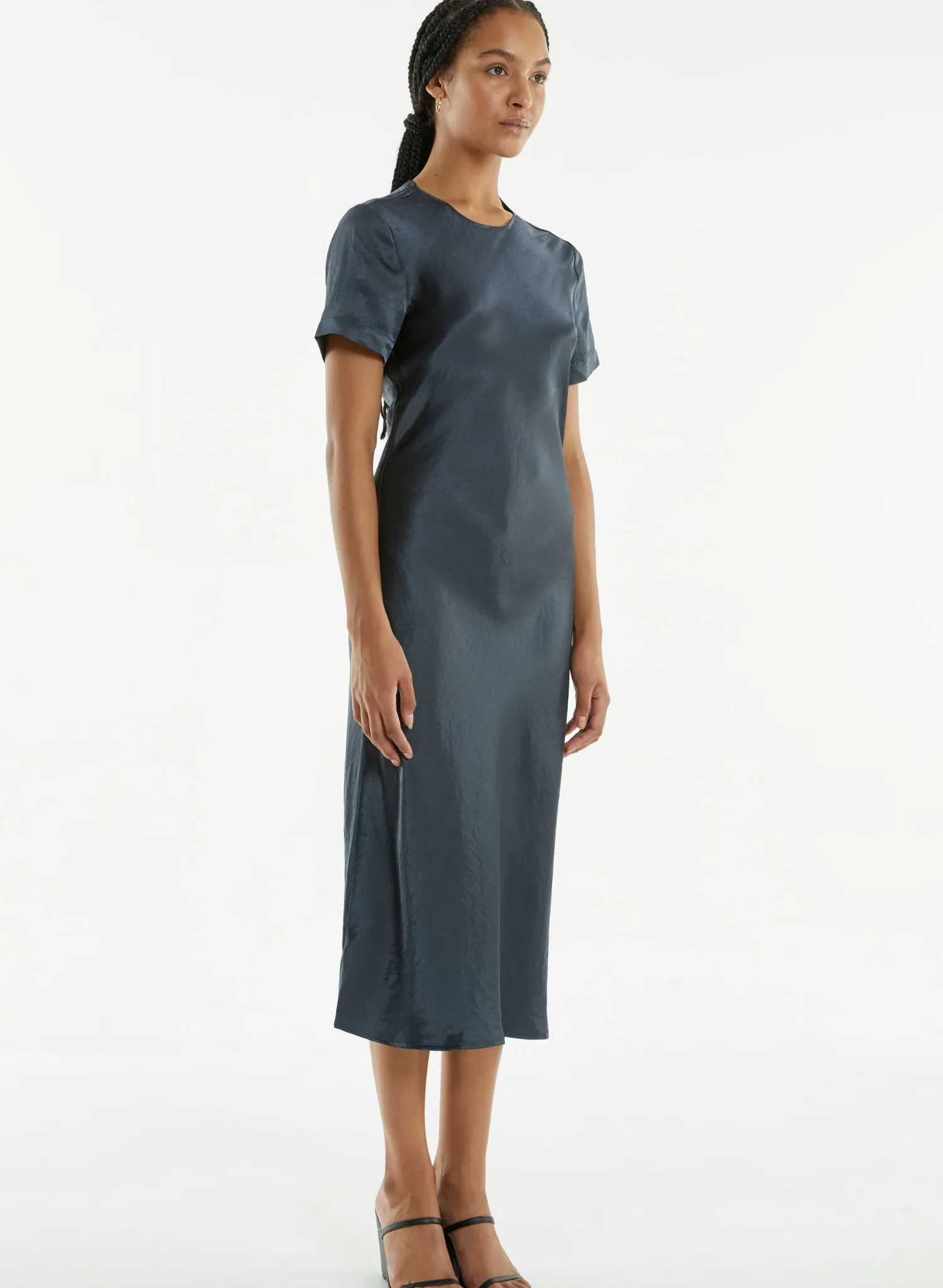Crush Bias Tee Midi Dress - Gun Metal