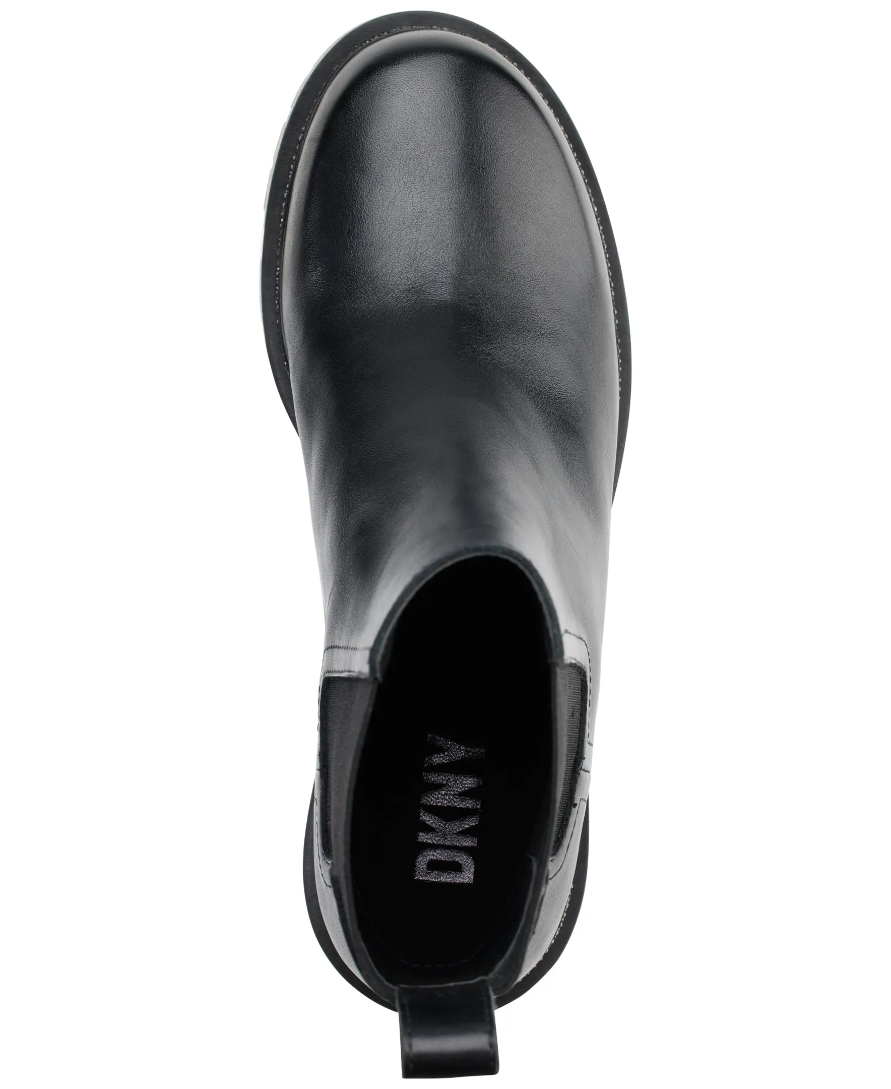 DKNY Women's Smooth Lug Sole Leather Boot Fashion, Black, 5.5