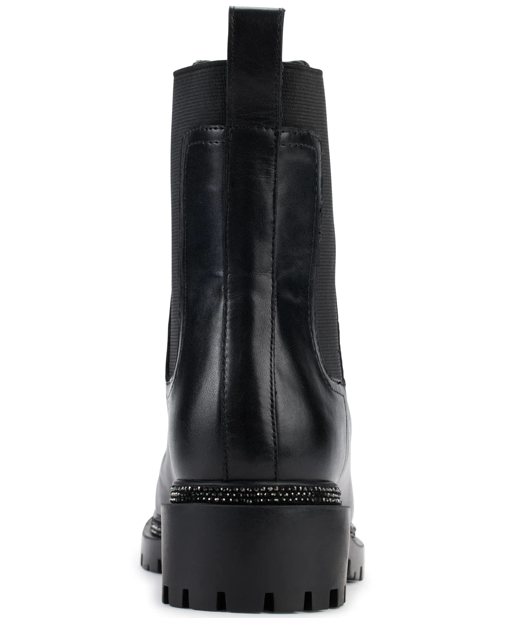 DKNY Women's Smooth Lug Sole Leather Boot Fashion, Black, 5.5