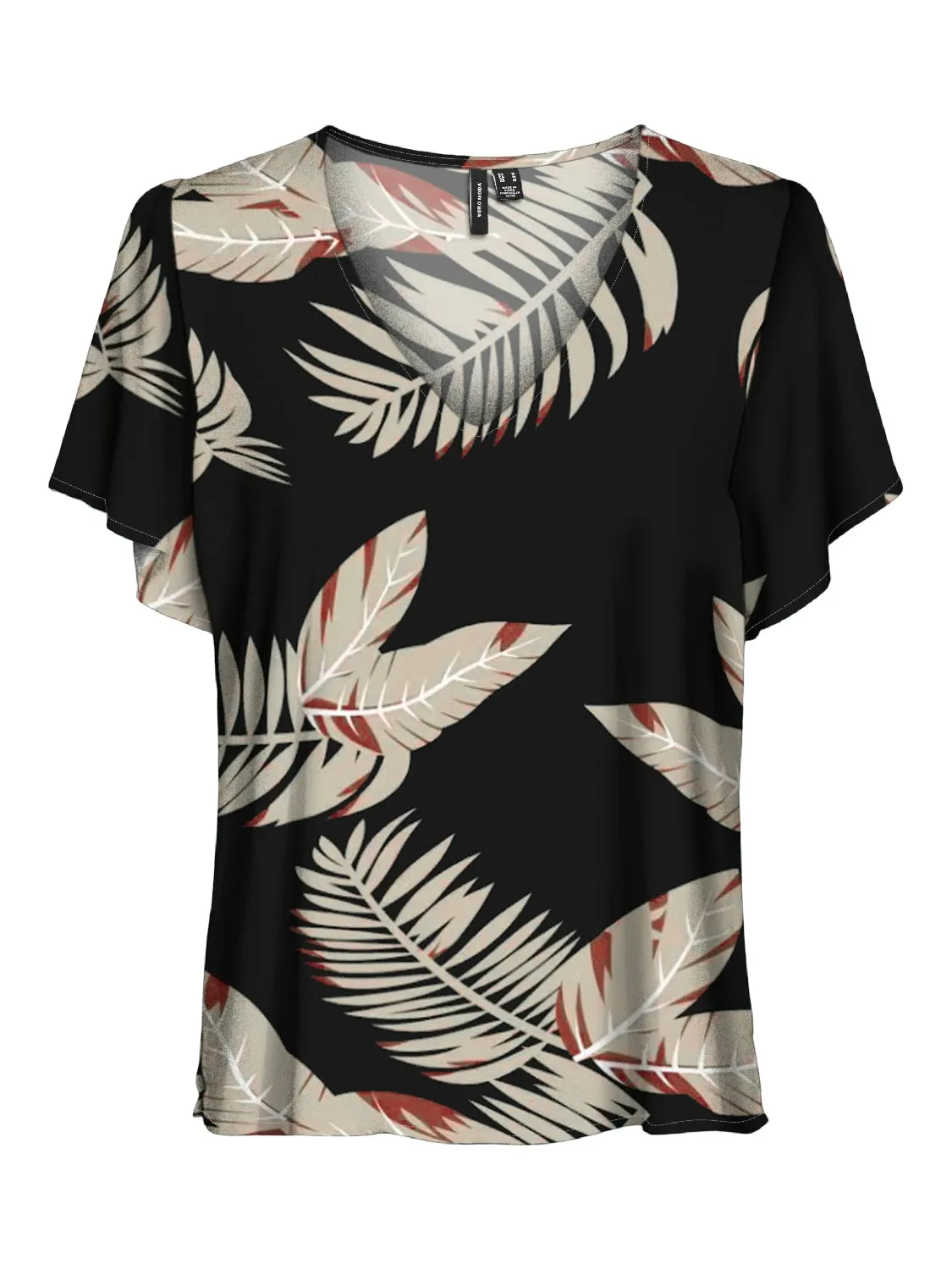 Easy Joy V-neck Tee/Blouse Black Print