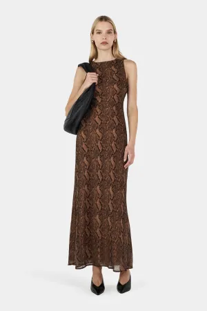 Elle Slip Dress - Tan Python