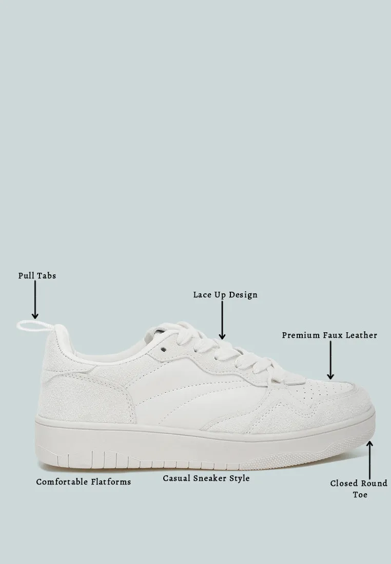 Faux Leather Casual Sneakers by RUW