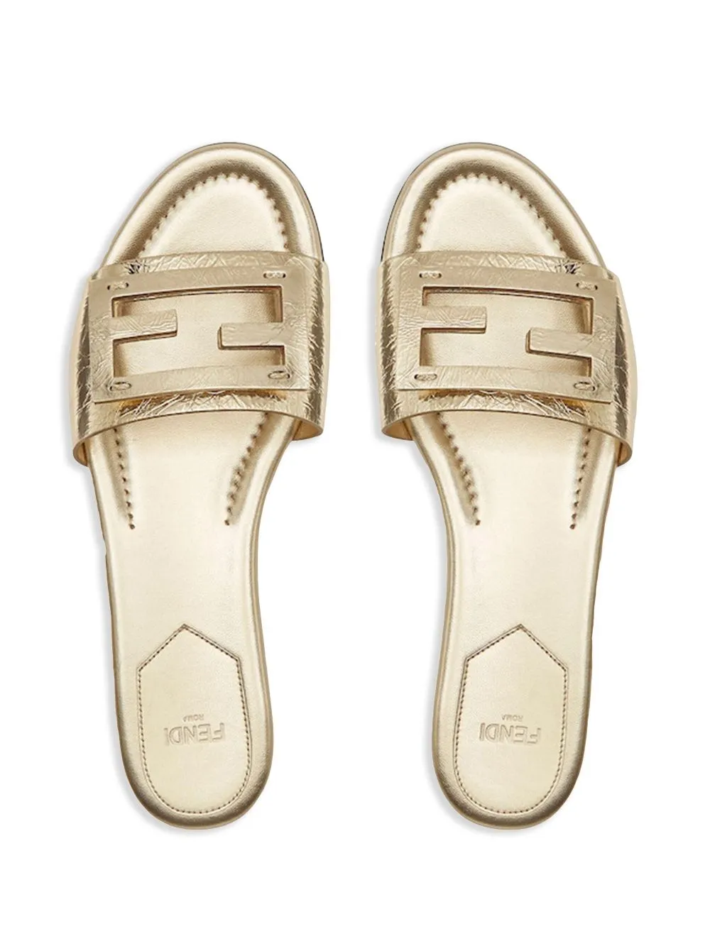 FENDI Leather Flat Slide Sandals