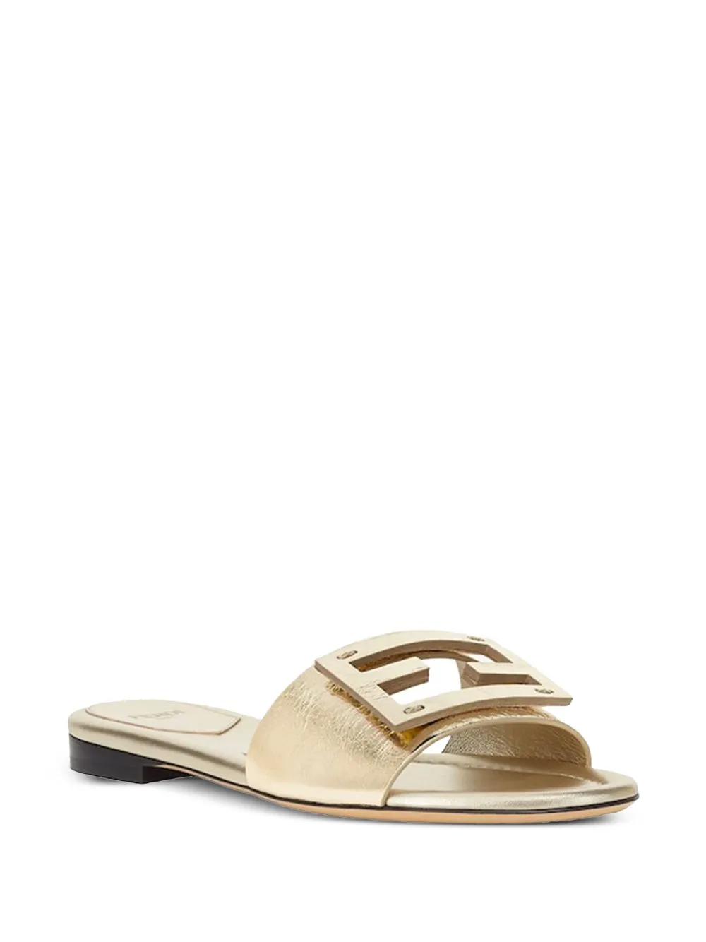 FENDI Leather Flat Slide Sandals