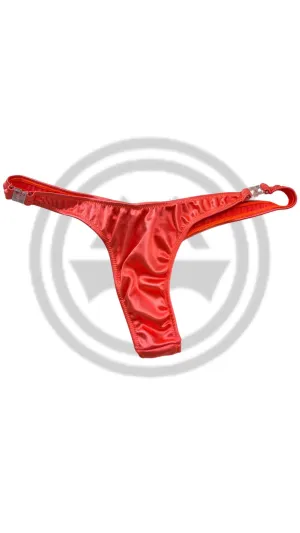 Glossy T-Back Detachable Thong - Orange