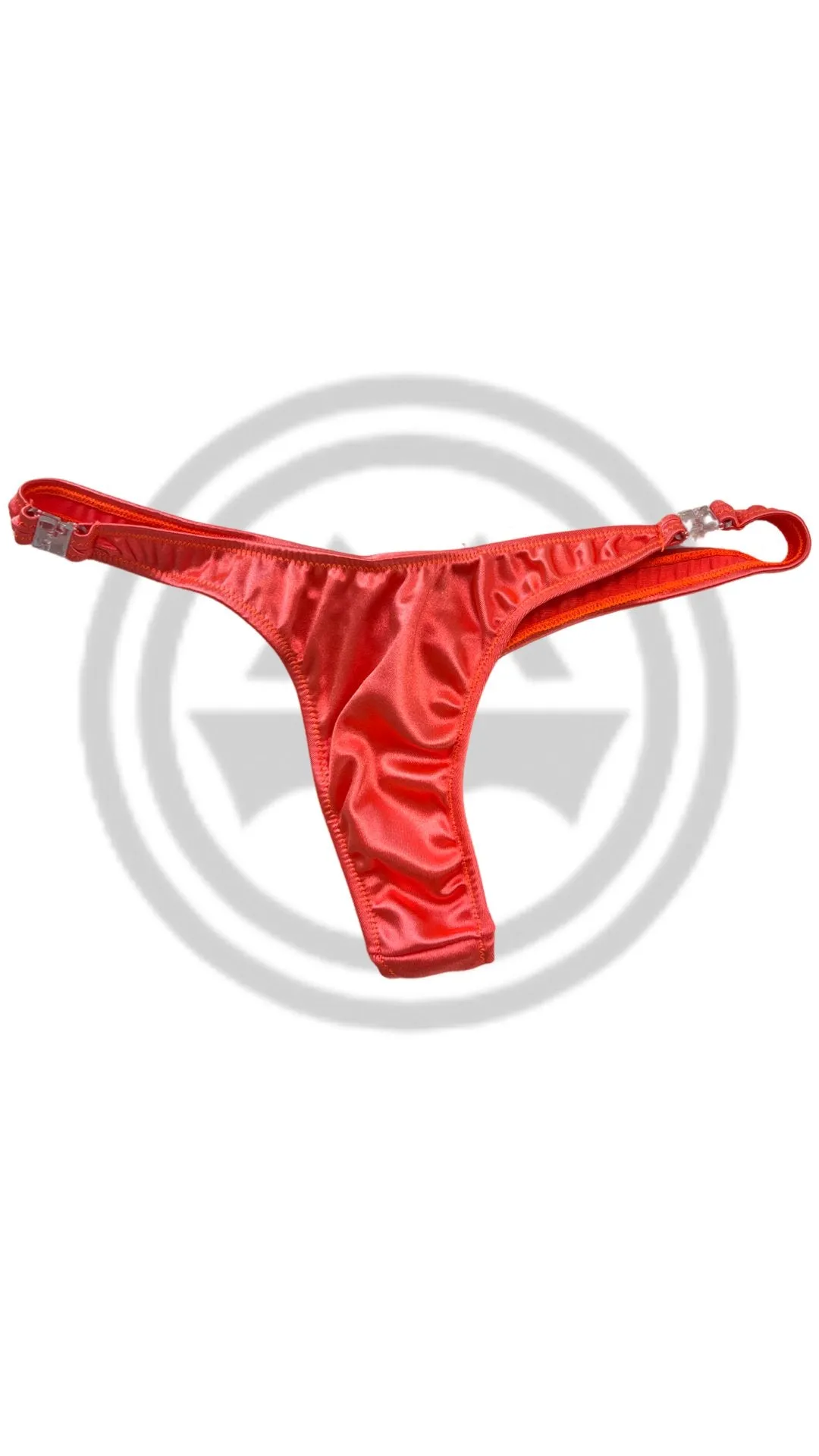 Glossy T-Back Detachable Thong - Orange