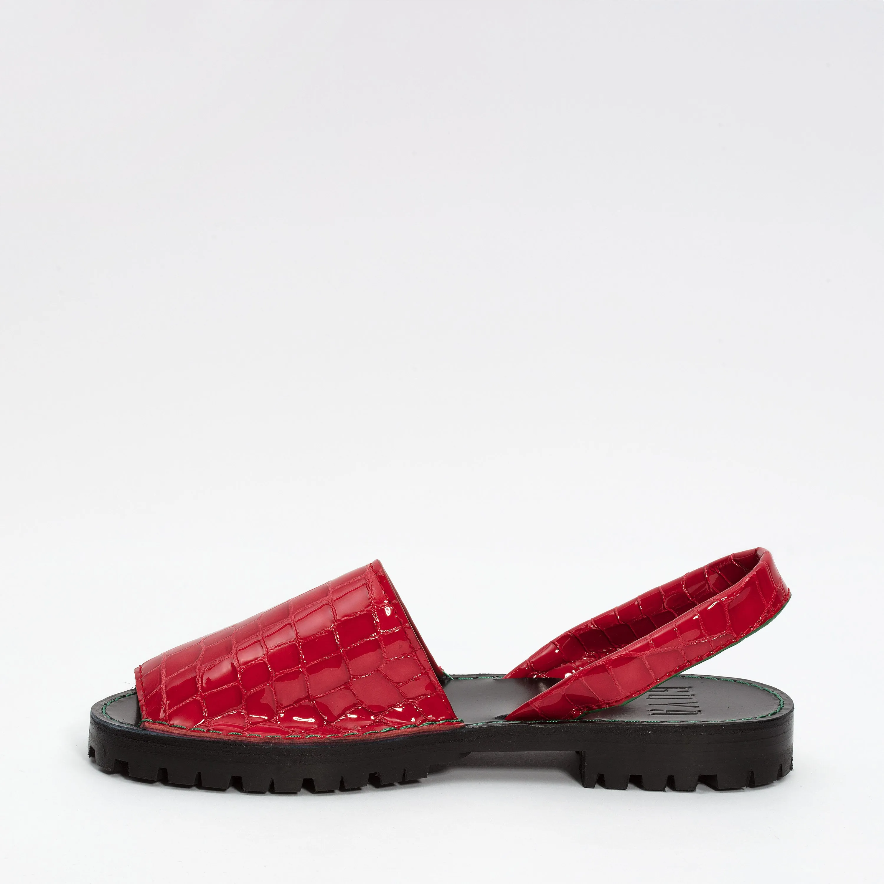 GOYA Ruby Red Patent Croc Slide