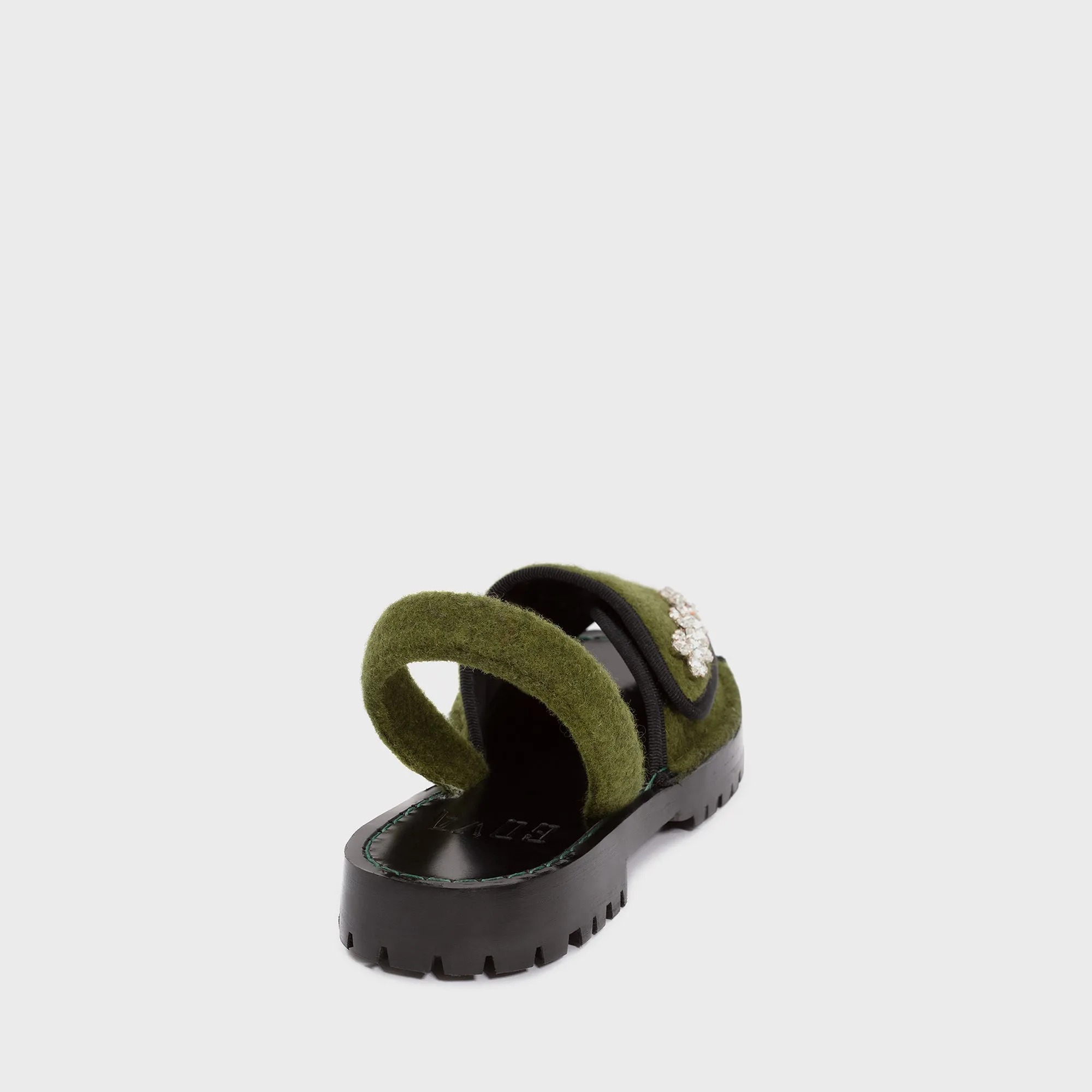 GOYA Velcro Moss Crystal Embellished Felt Sandals