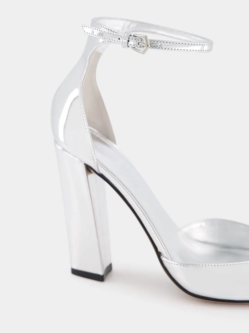 Grace Silver Mirror Leather Sandals