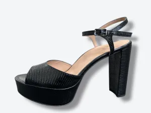 Inez Embossed Leather Platform Heels