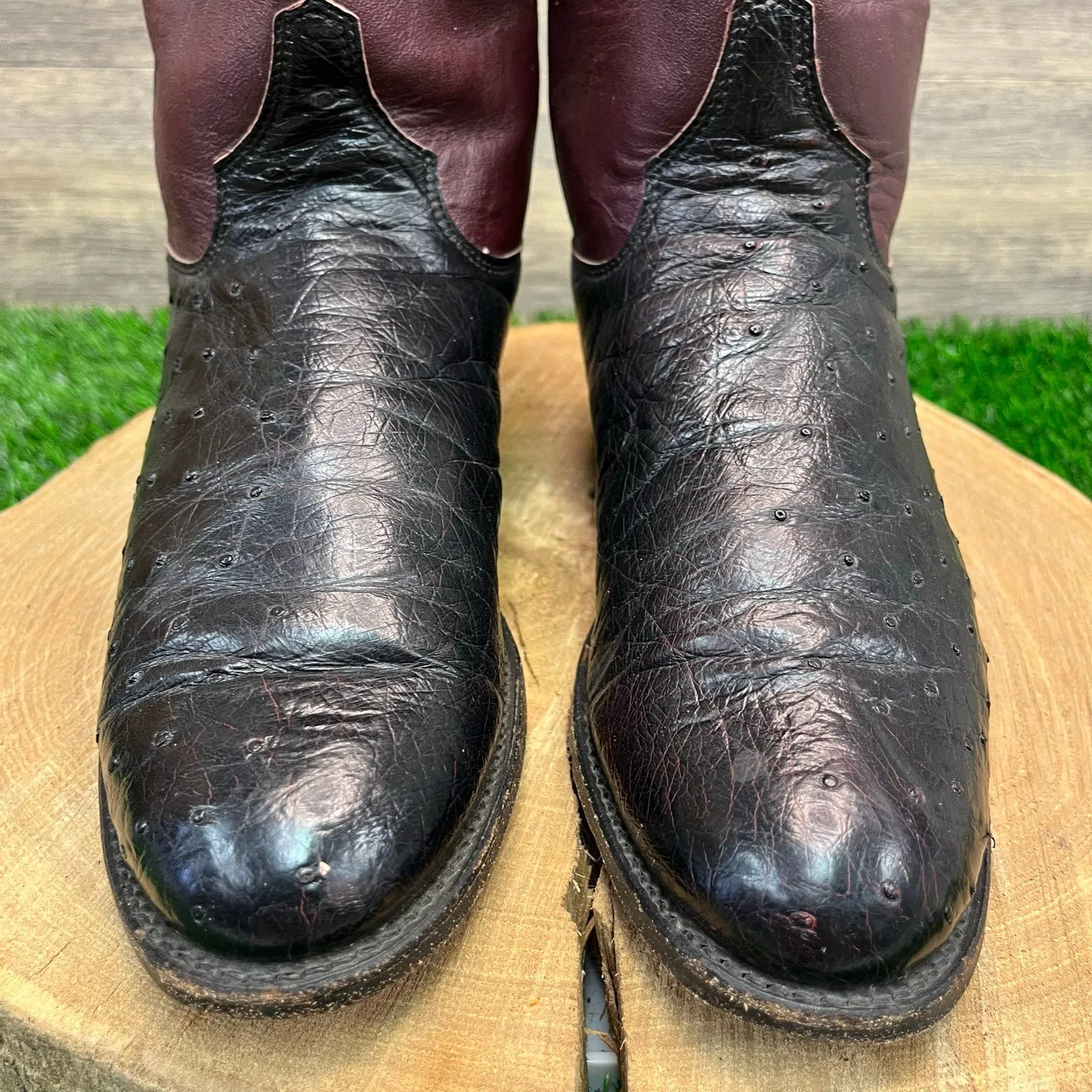 Justin Women - Size 7B - Vintage Purple Smooth Ostrich Cowboy Boots Style 2198