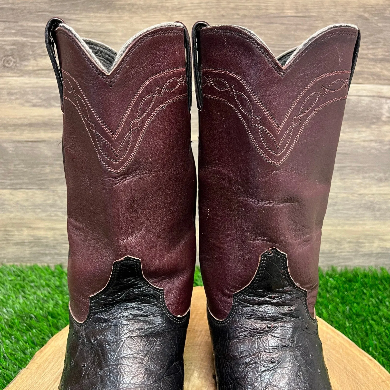 Justin Women - Size 7B - Vintage Purple Smooth Ostrich Cowboy Boots Style 2198