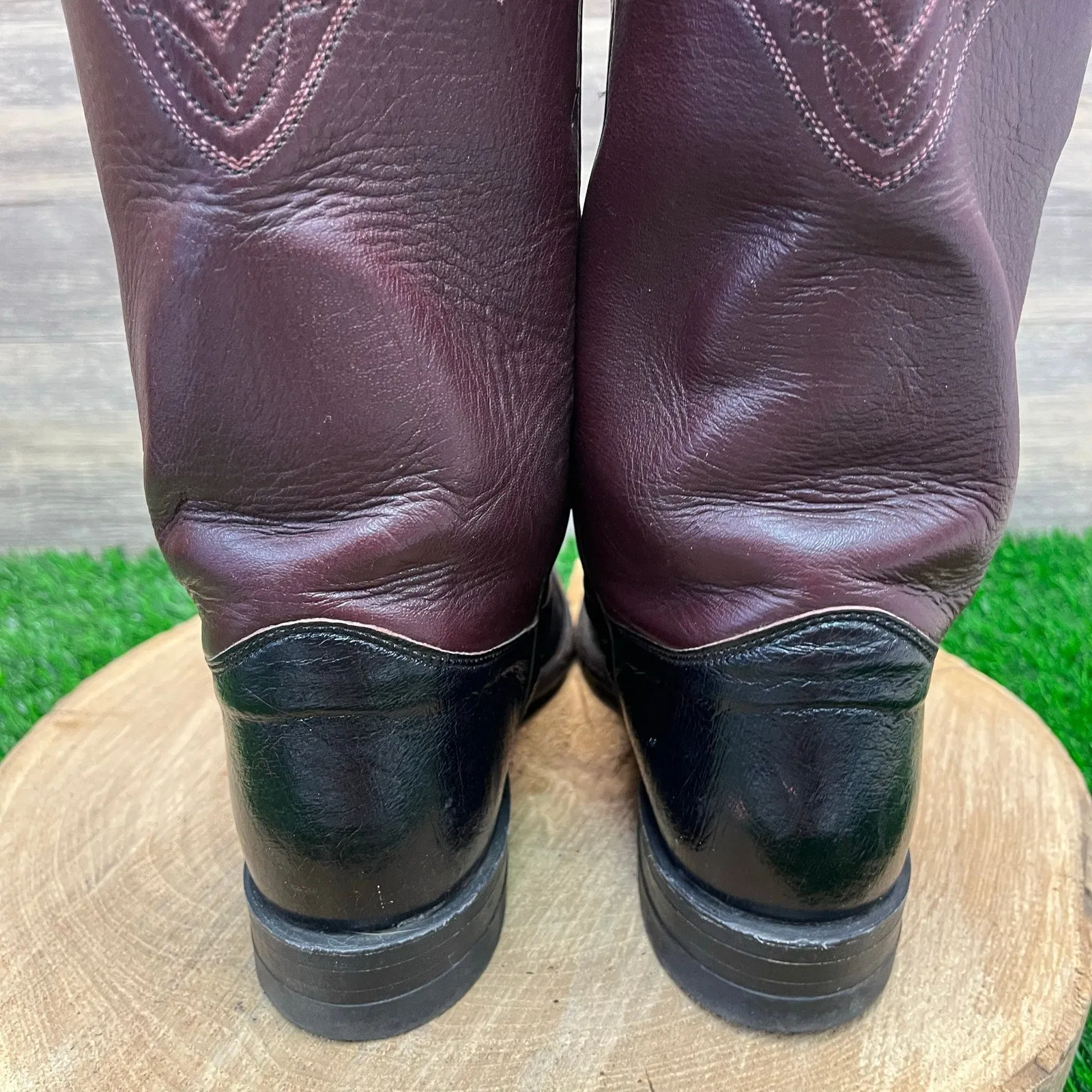 Justin Women - Size 7B - Vintage Purple Smooth Ostrich Cowboy Boots Style 2198