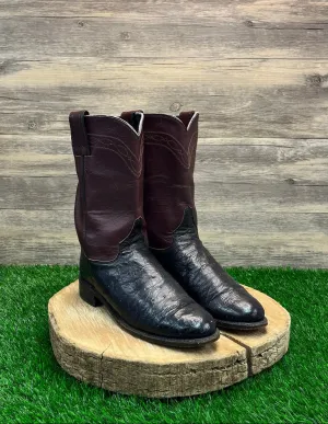 Justin Women - Size 7B - Vintage Purple Smooth Ostrich Cowboy Boots Style 2198