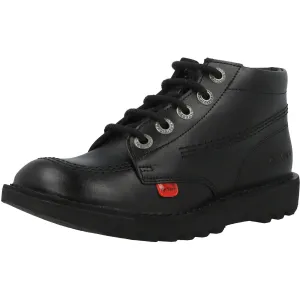 Kickers Kick Hi Black Leather Kids Boots