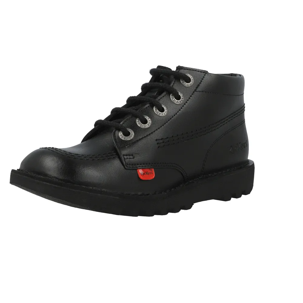 Kickers Kick Hi Black Leather Kids Boots
