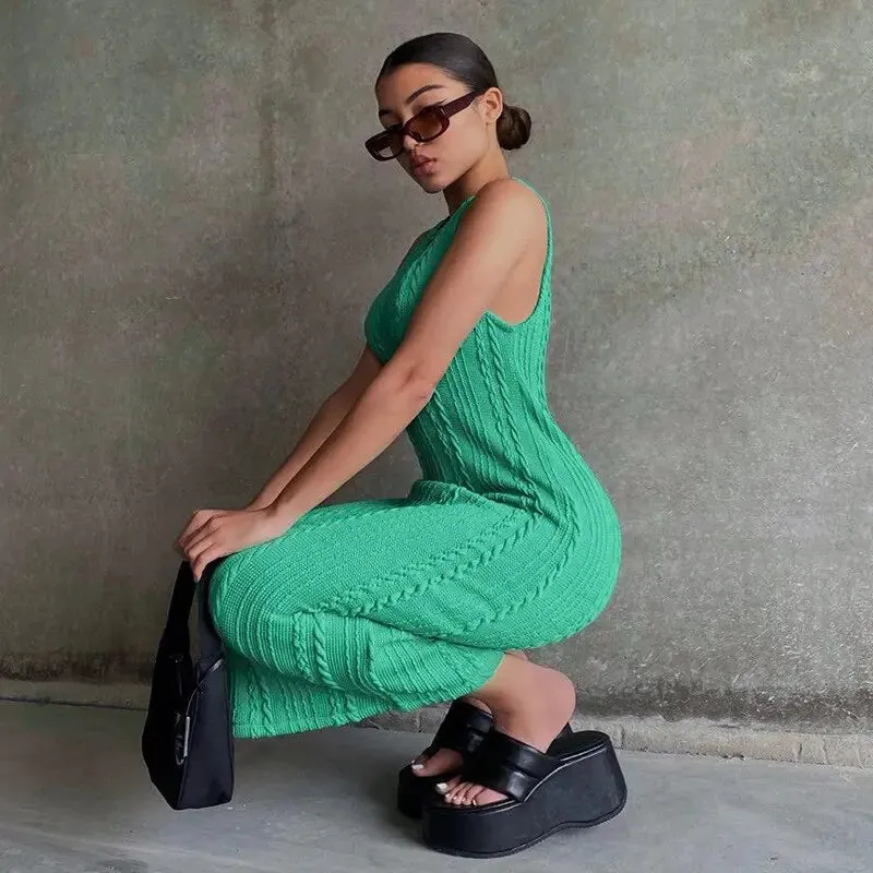 Knitted Tank Long Sweater Summer Dress