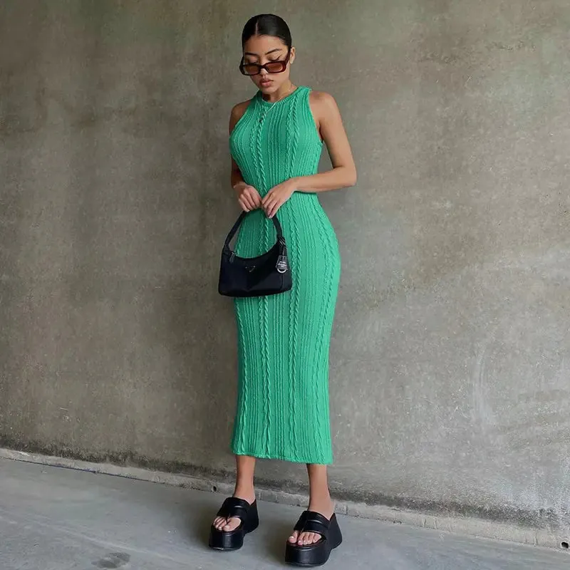 Knitted Tank Long Sweater Summer Dress