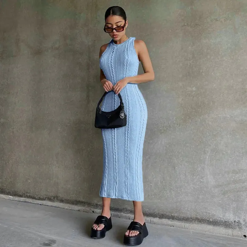 Knitted Tank Long Sweater Summer Dress