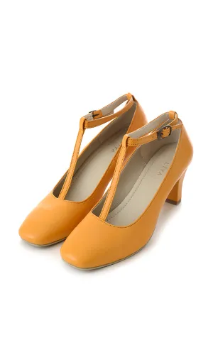 LEATHER MIDI HEELS SHOES