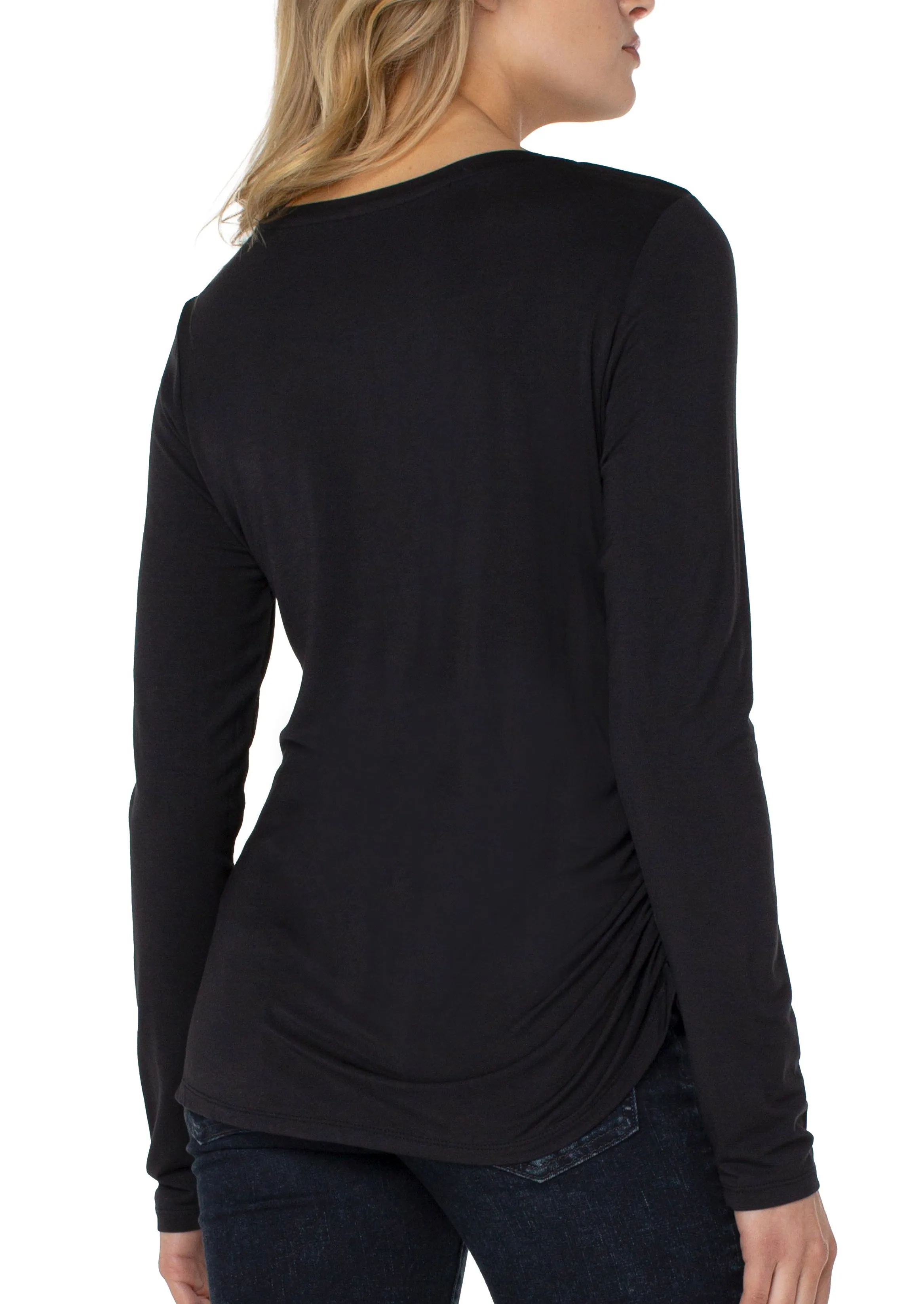 Long Sleeve Modal Top W/ Shirring